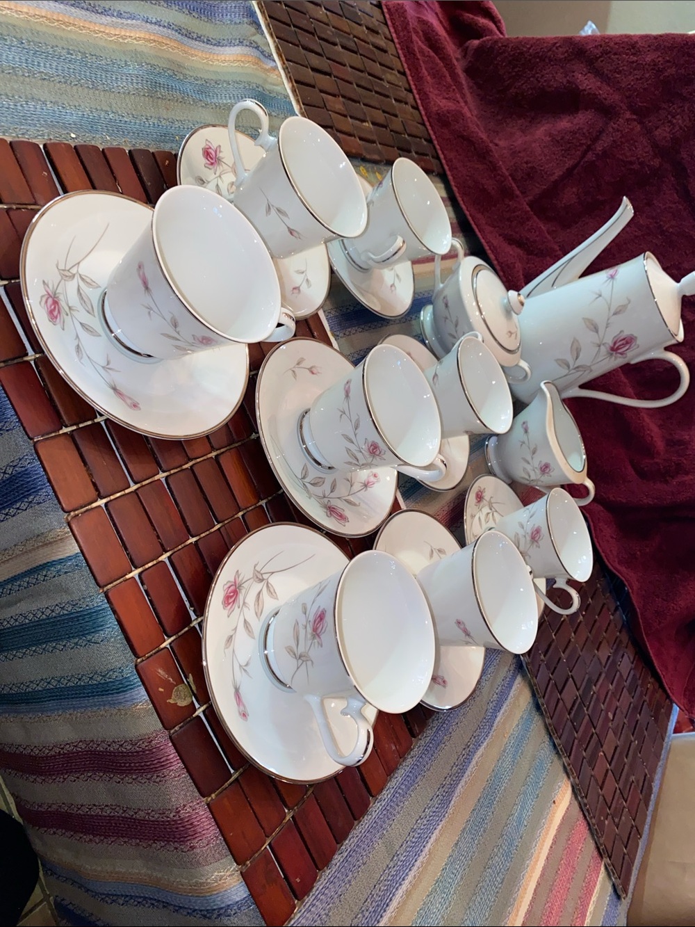 Vintage Seizan Disc Lasting Rose Elegant Pink Rose Porcelain Tea Set - 21-Piece